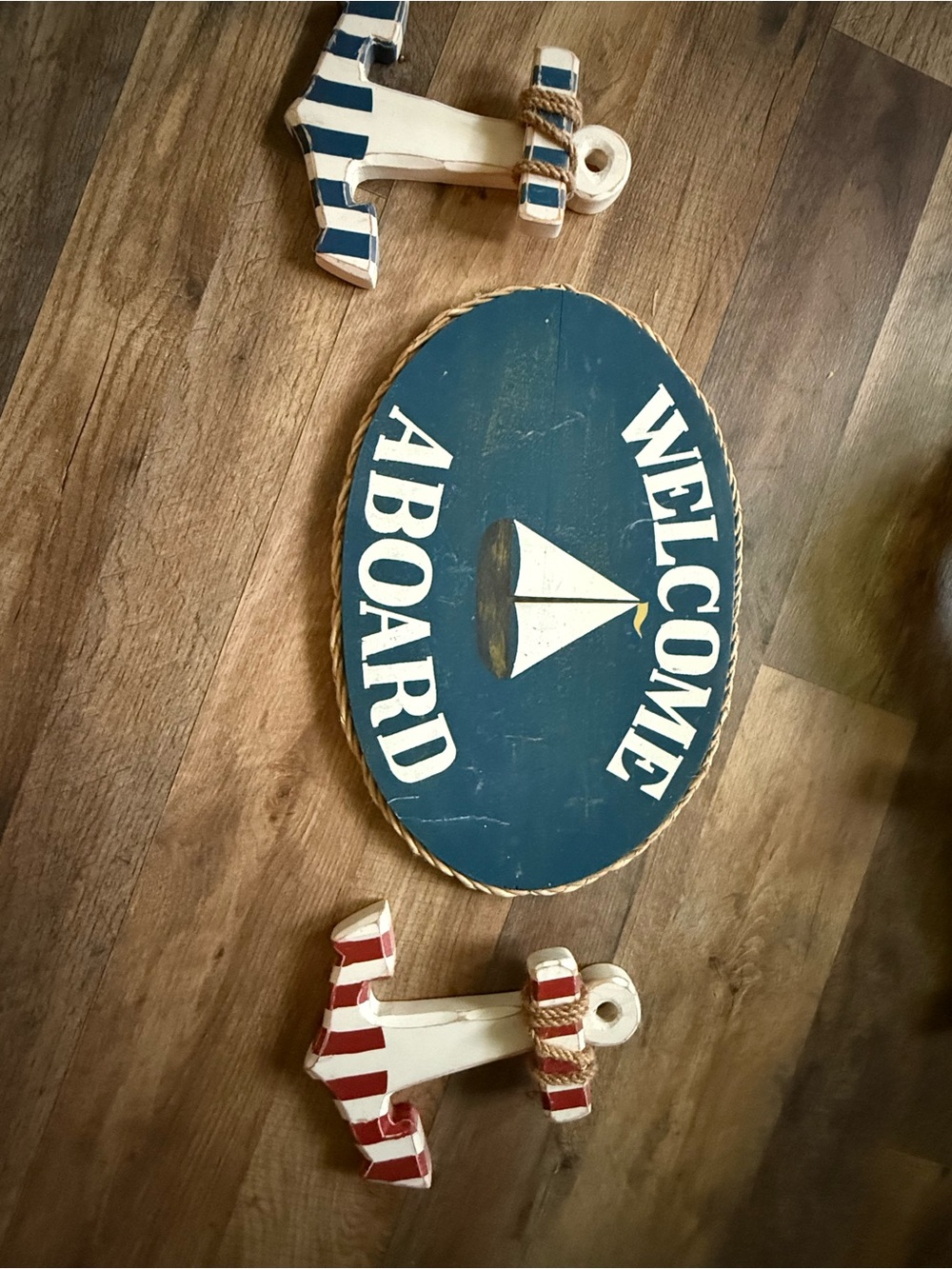 Nautical 'Welcome Aboard' Oval Wall Plaque with Anchors
